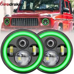 LED Headlight 7 Inch Round JEEP Wrangler Green Halo Angel Eyes LED Headlight 6000K 180W Motorcycle Universal 7