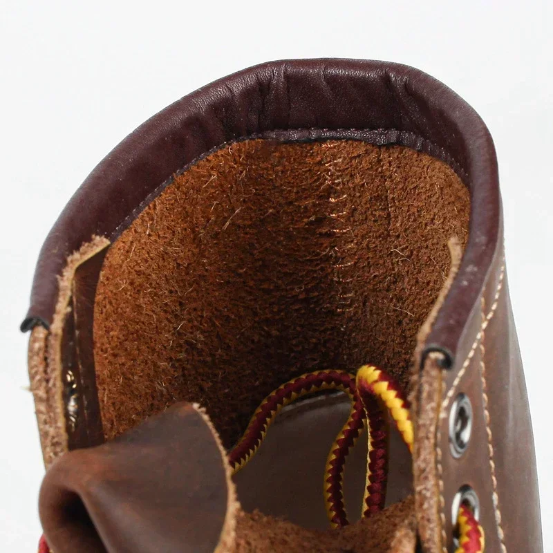 Men\'s Boots American Retro Tooling Boots Casual Crazy Horse Leather Vintage Man Lace Up Ankle Boots Hombre Zapatillas Hombre