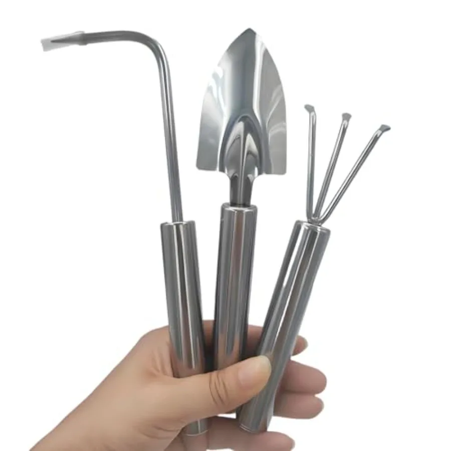 

Набор из 3 мини-садовых инструментов из нержавеющей стали: маленькая лопатка, совок, корнеудалитель, ручные грабли для комнатных и уличных растений в горшках