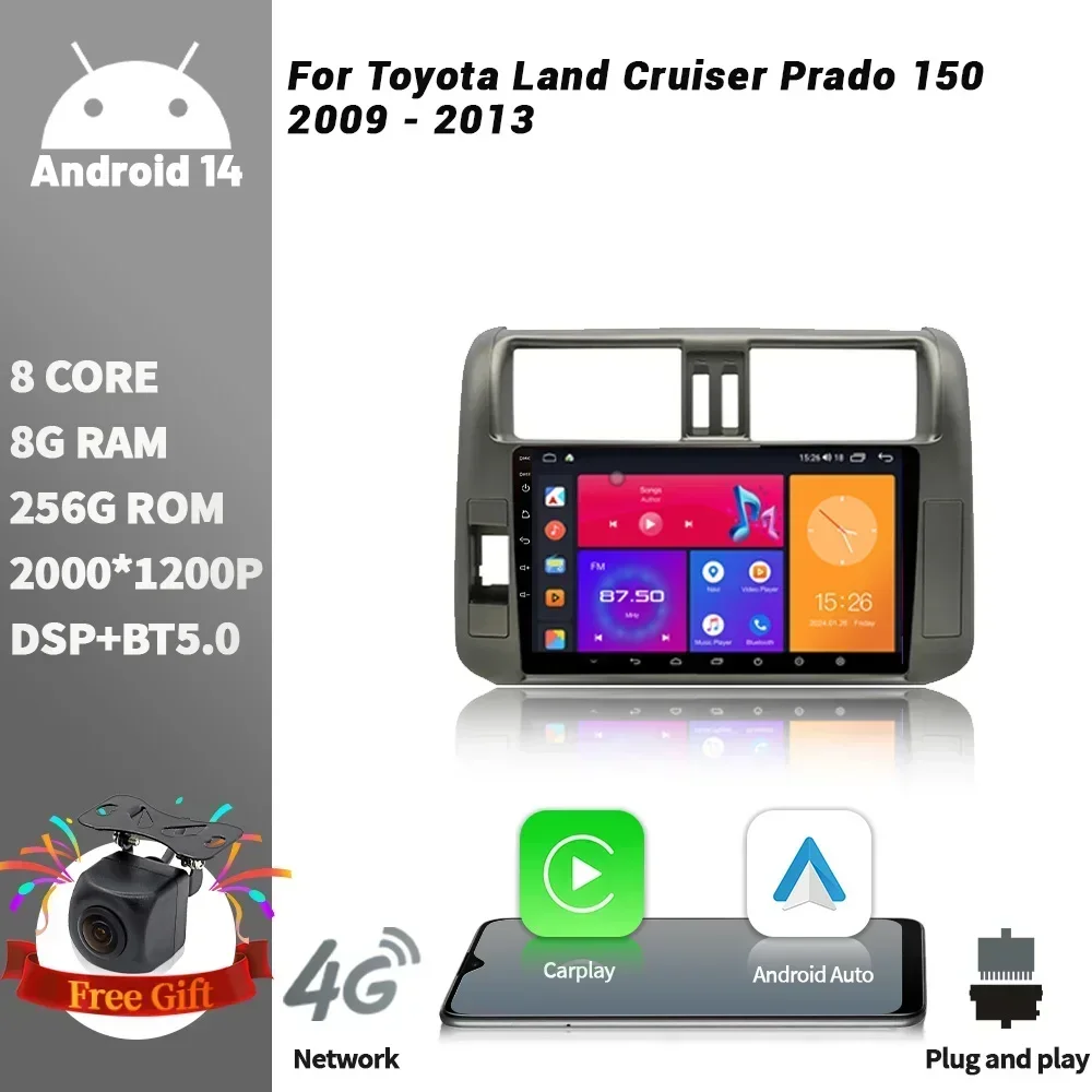 

Android For Toyota Land Cruiser Prado 150 2009-2013 Car Radio Multimedia Player Navigation Wireless CarPlay Touch Screen Stereo