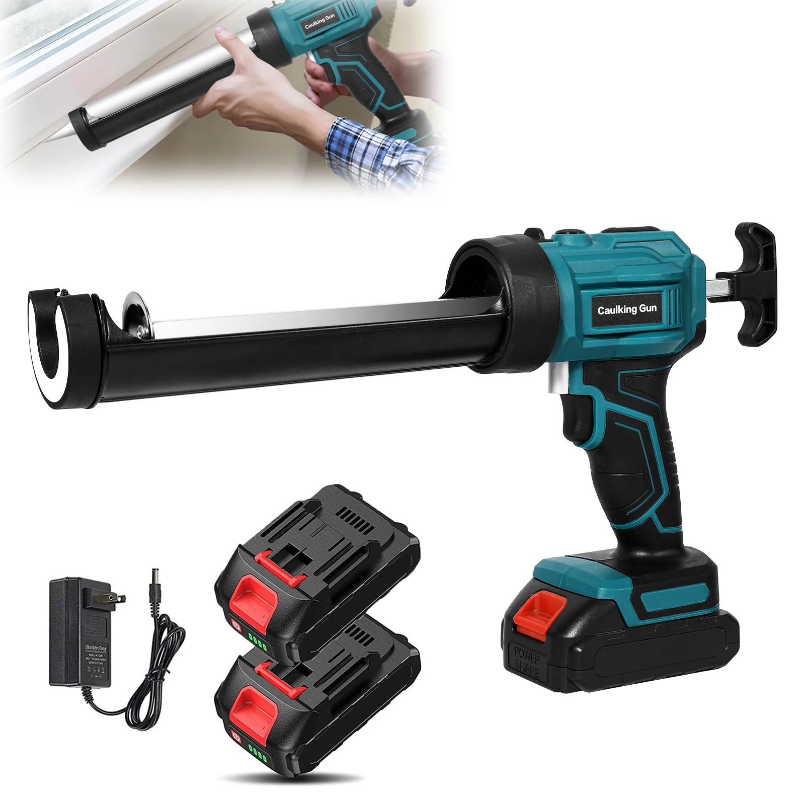 Pistola per sigillante elettrica a 4 velocità, ricaricabile, senza fili, per colla per vetro, riempimento porte e finestre, compatibile con batterie Makita