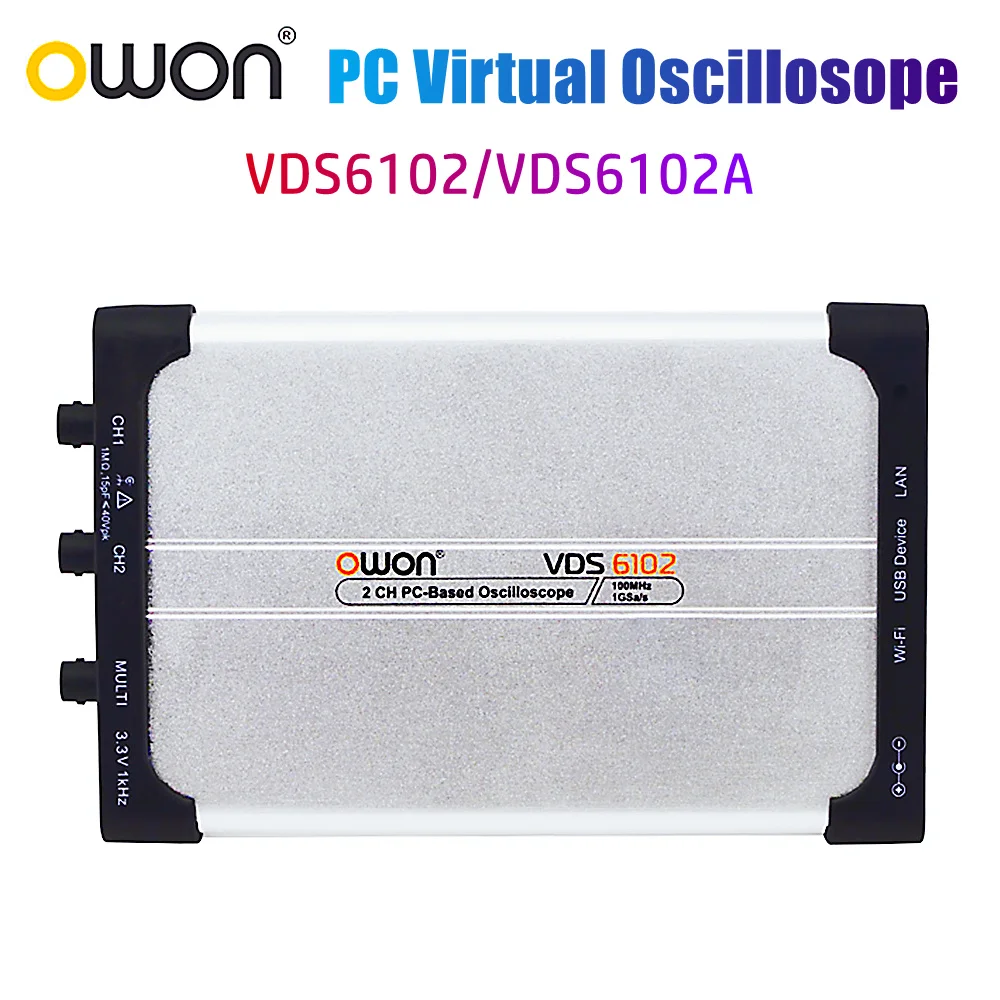 OWON VDS6102 14-bits VDS6102A PC Virtual Oscilloscope 2CH Scope+1CH FG 8-bits 100MHz 1GSa/s 5MHz Signal Generator USB Type-C LAN