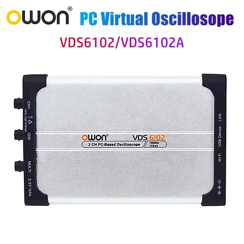 OWON VDS6102 14-bits VDS6102A PC Virtual Oscilloscope 2CH Scope+1CH FG 8-bits 100MHz 1GSa/s 5MHz Signal Generator USB Type-C LAN