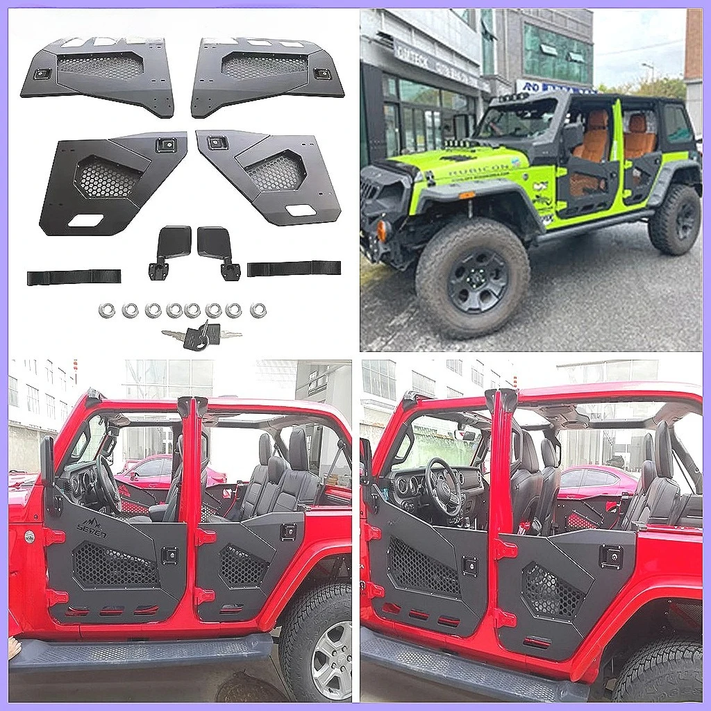 4-Door Tubular Half Doors for  JK 2007-2018, with Side Mirrors & Mesh Panels, Summer Upgrade