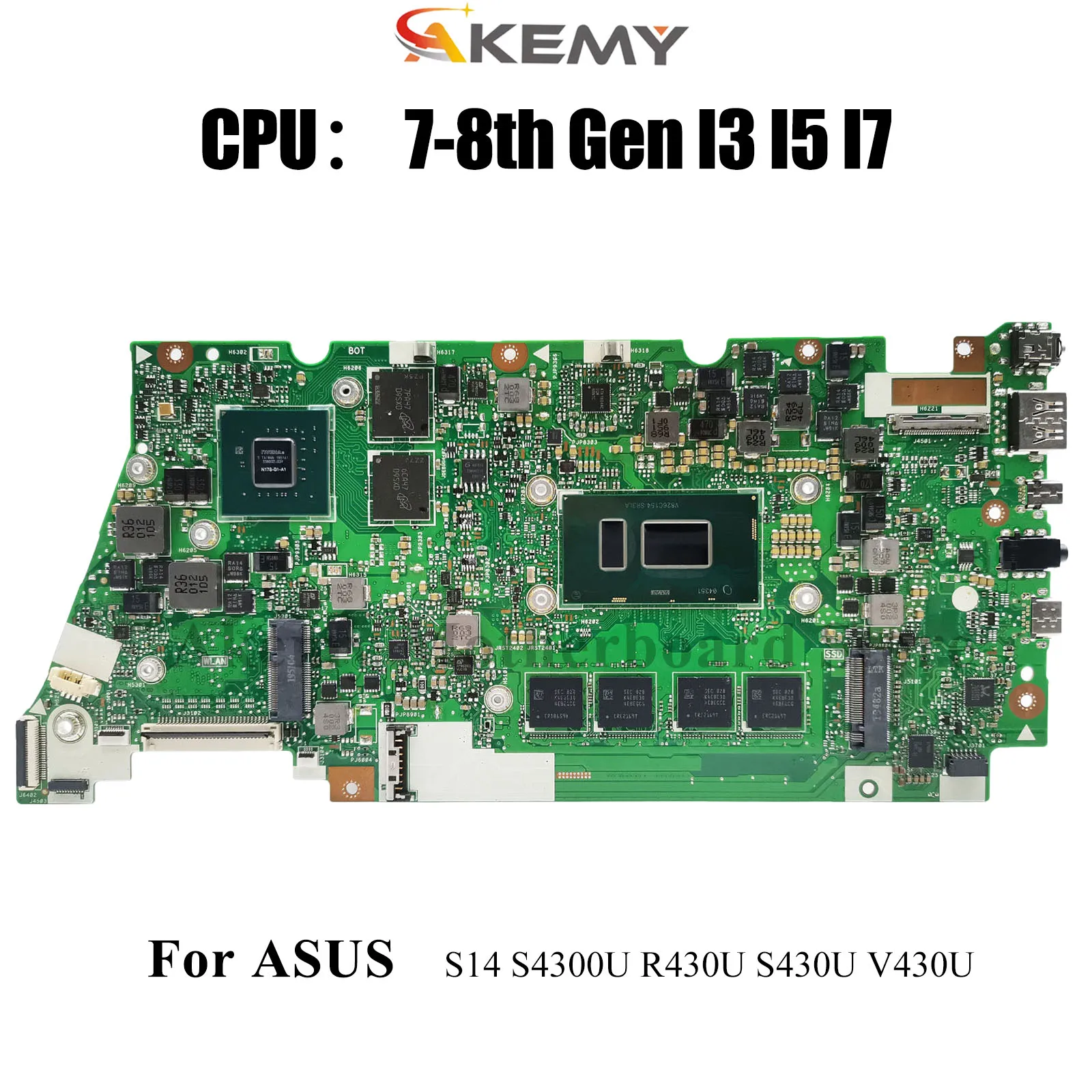 

X430UN Laptop Motherboard For ASUS VivoBook S430U R430U X430UN X430U V430U K430U S4300U S14 Mainboard With I3 I5 I7 CPU tests OK