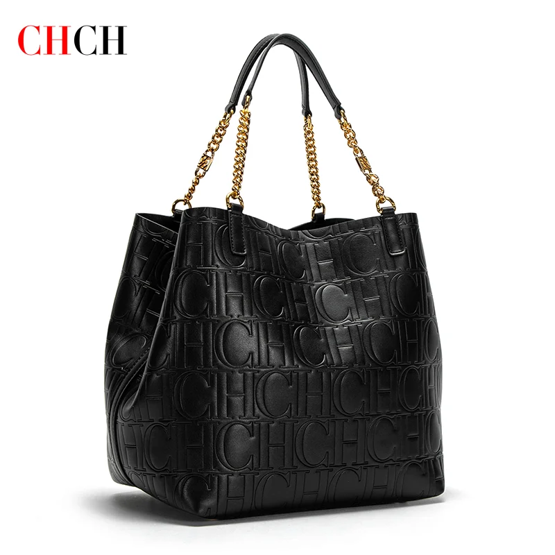 CHCH Women\'s Tote Bag 2024 New Steel Embossed Handbag Large Capacity Business Storage Bag