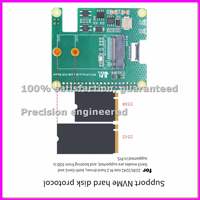 

Плата расширения для 5 интерфейсов PCIe на M.2 с 40-контактным GPIO и PoE Ethernet, поддержка протокола NVMe, HAT+-ABVK