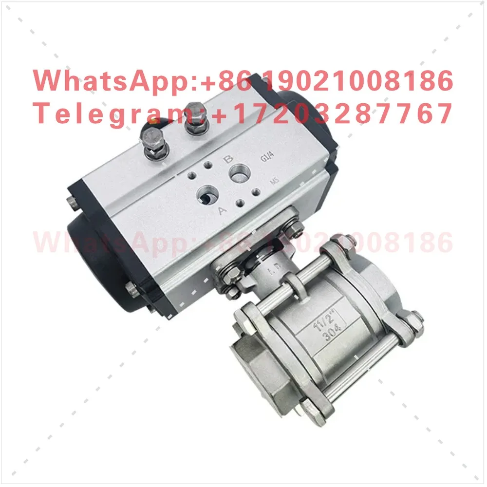Pneumatic Threaded Ball Valve Q611F-16P Pneumatic 304 Three Piece Internal Thread Ball Valve DN20 25 32