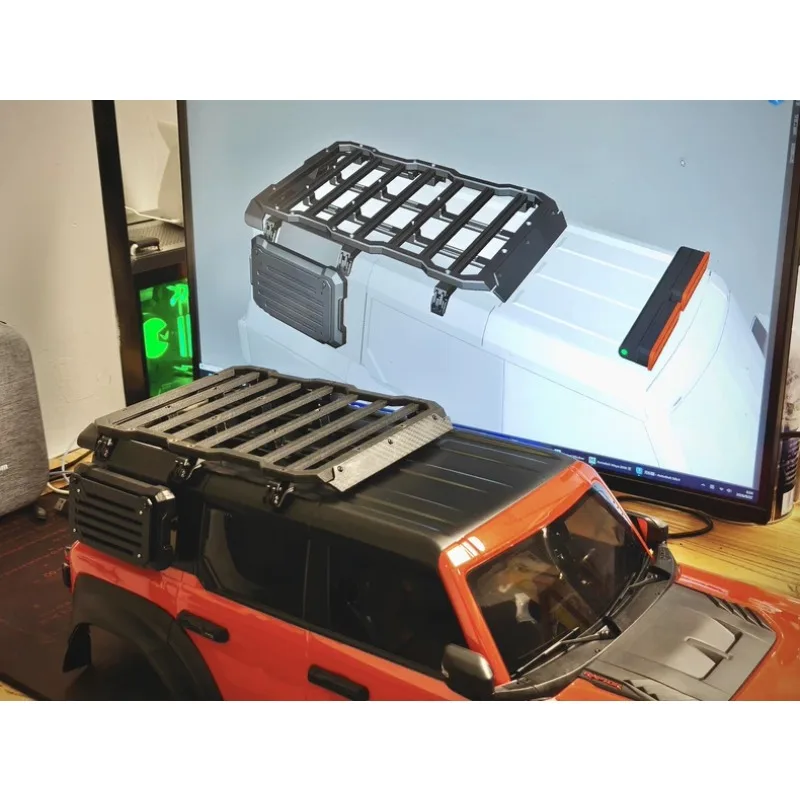 For KM Bronco Raptor 1/8 RC Crawler Roof Platform Rear Wing Side Ladder Side Window Extension Upgrade Decoration Accessories