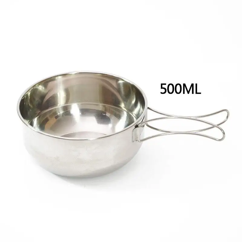 

304 Stainless Steel Folding Bowl Portable Cookware Picnic Tableware 500Ml/700Ml with Handle Kichen Accessories