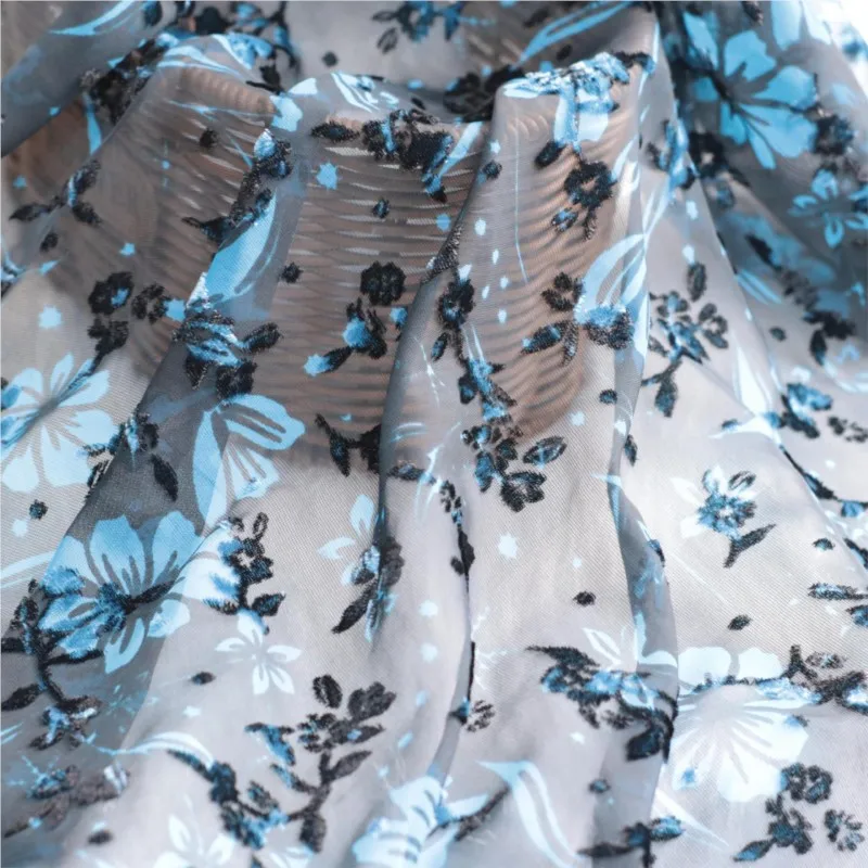 Velvet printed women's clothing fabric silk cheongsam dress