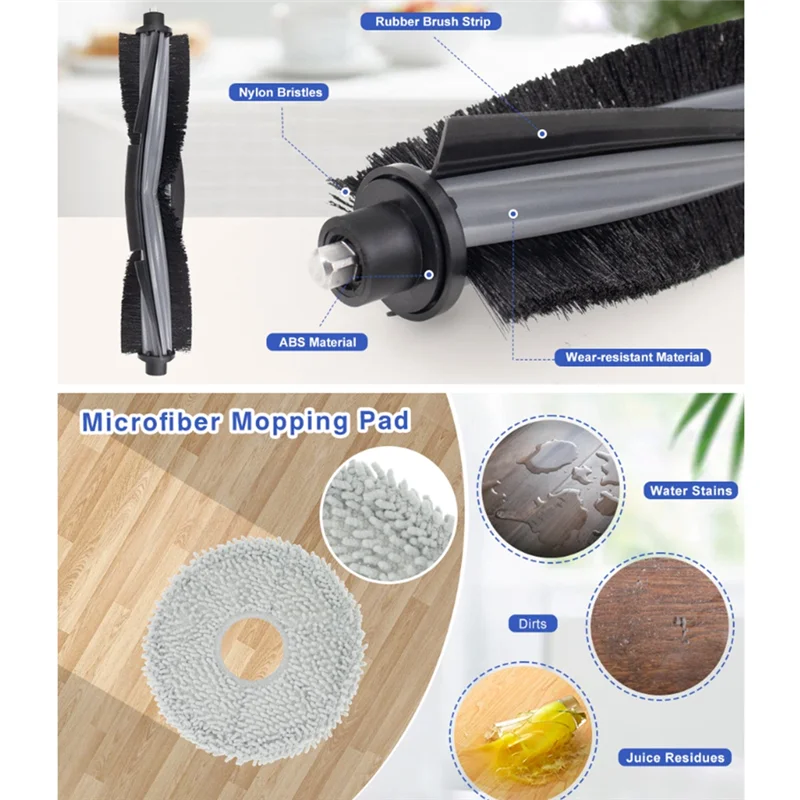 ABKR-Parts Accessories Kit For Ecovacs Deebot X2/X2 Omni/X2 Pro/DEX86 Robot Vacuum Cleaner Main Side Brush Filter Dust Bag Mop