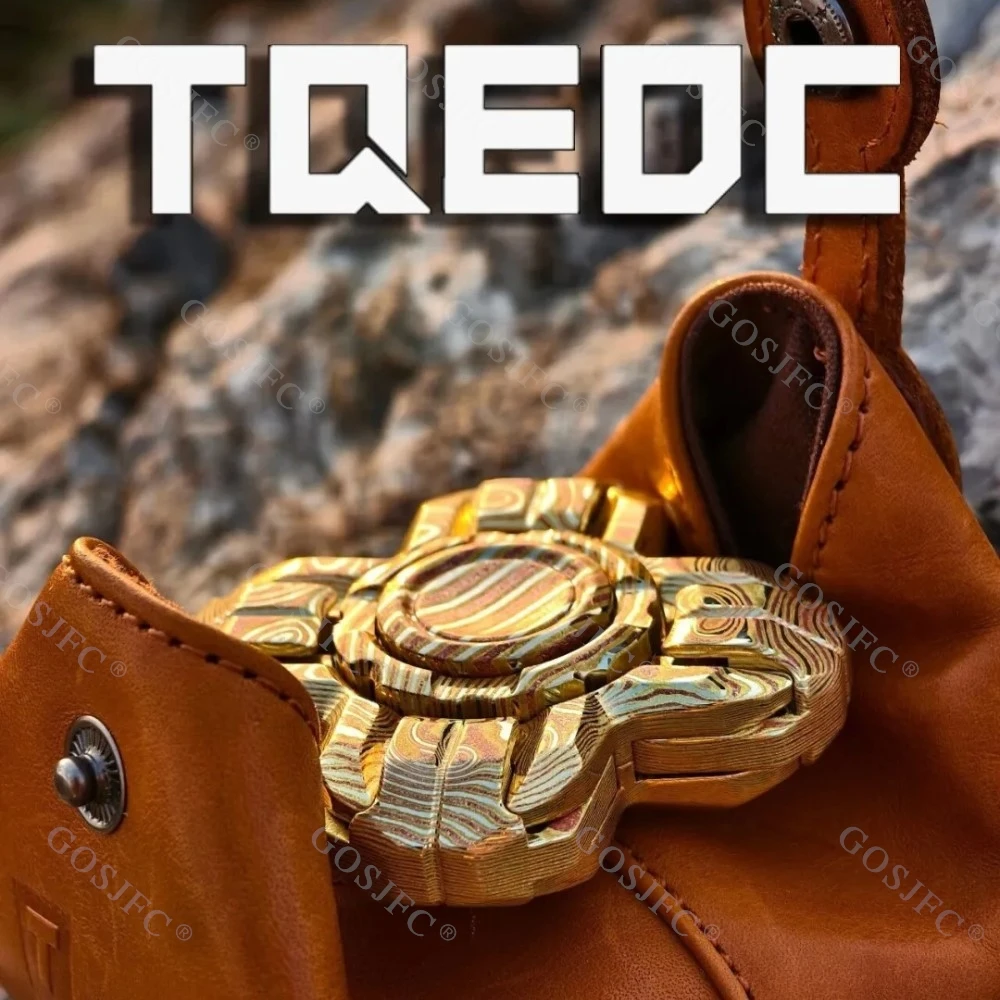 TQEDC Titanium Steel Mokume Open Nail Gyro Fidget Spinner Stress Relief Toy Fidget Toy Adult Anxiety Relief Original Design