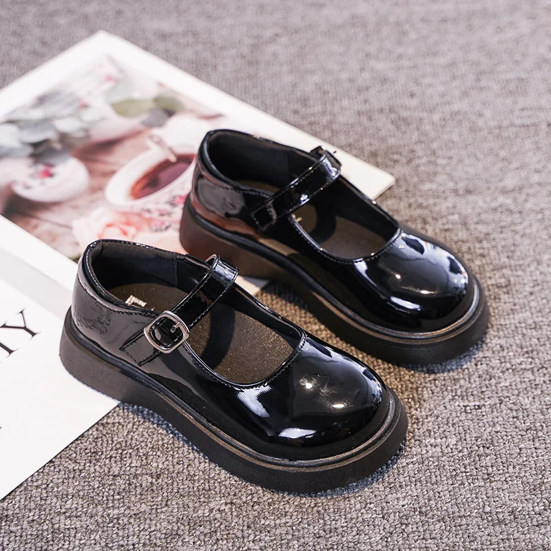 2025 جديد الأميرة حذاء مسطح للأطفال لفتاة أسود ماري جين المتسكعون أحذية رياضية أطفال أحذية الحفلات طالب أحذية من الجلد 6 سنوات