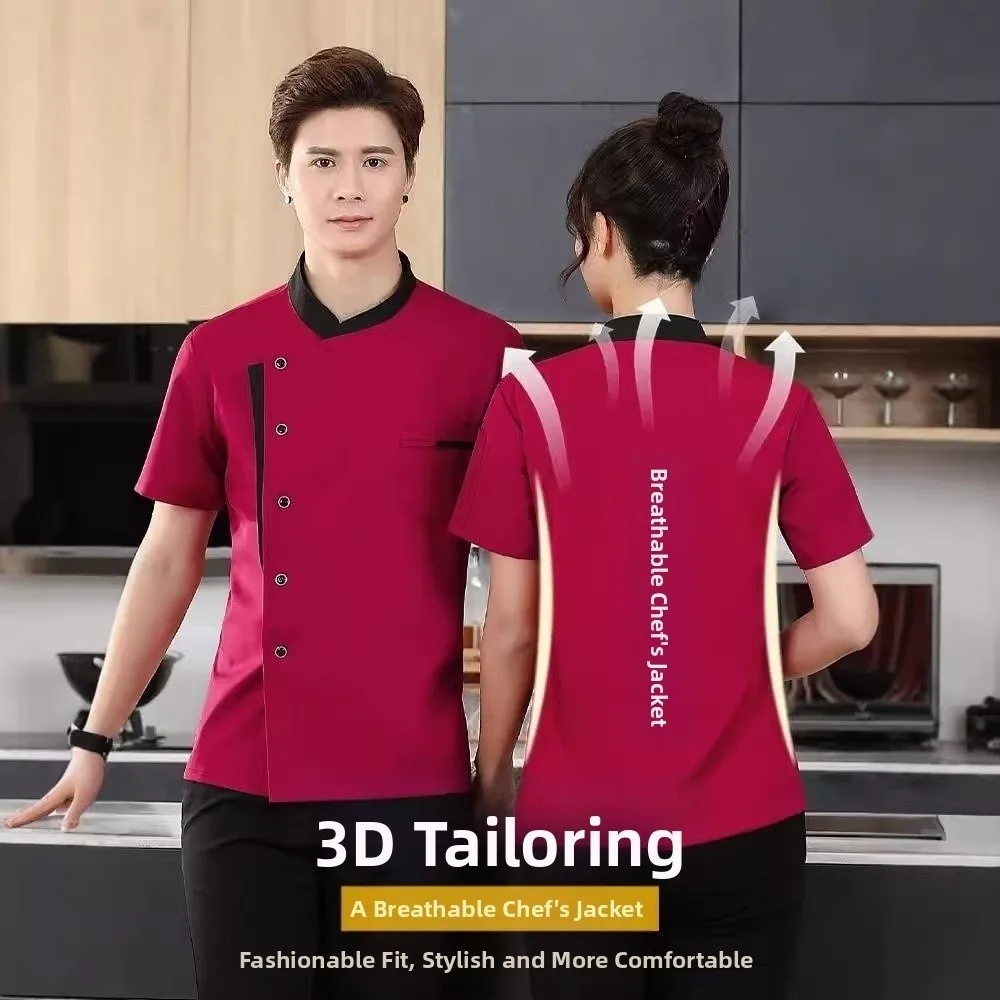 

Long Sleeve Chef Uniform Breathable Western Style Chef Jacket Thickened Black/White/Red Kitchen Work Clothes Bakery Cooking