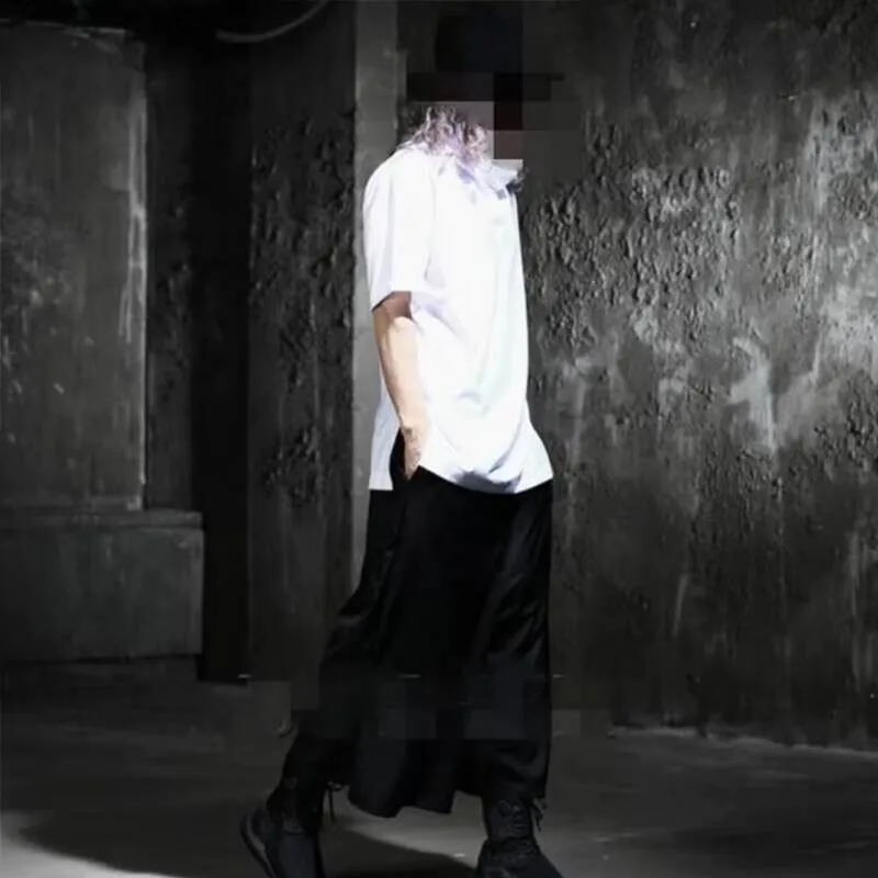 

Spring/Summer Split Trousers Nine Trousers Men's Split Loose Wide-Leg Trousers Culottes Men's Casual Trousers Large Harem Pants