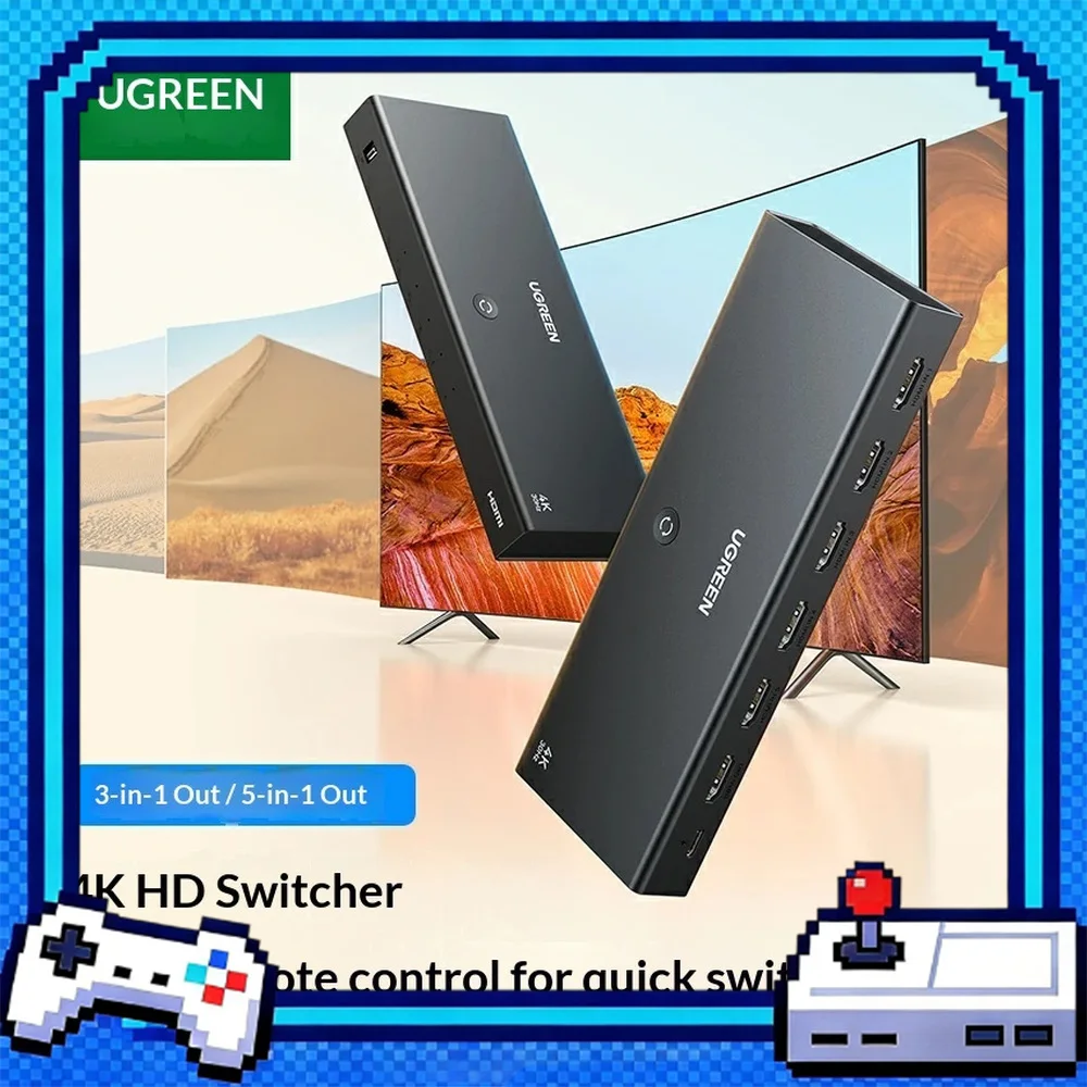 UGREEN CM600 90802 5 In 1 Out HDMI Switch 4K 60Hz with Remote Control for TV Monitor Projector