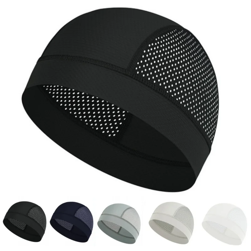 Summer Breathable Mesh Quick Dry Skull Beanie Cap Cycling Absorb Sweat Helmet Liner Cap Headscarf Mens Sports Hiking Running Hat