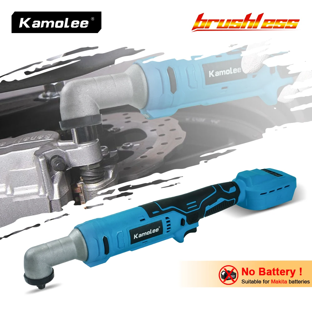 Kamolee 1000NM Brushless 3/8''(1/2'') Electric Ratchet Wrench Nut Removal Car Repair Electric Tool Suitable for Makita Battery