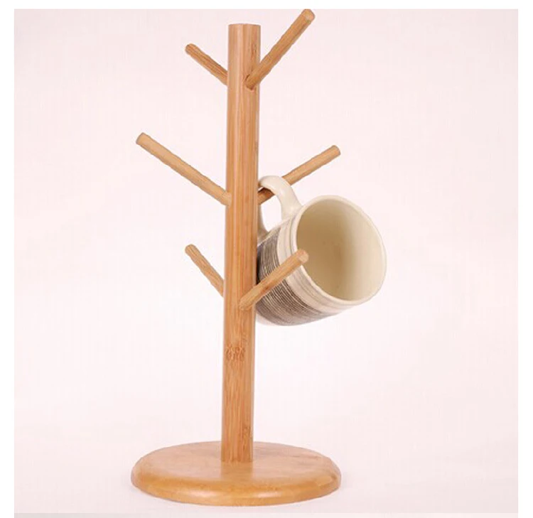 Home Kitchen1 Set Tree Shape Wood Coffee Tea Cup Storage Holder Stand  Mug Hanging Display Rack Drinkware Shelf 6 Hooks