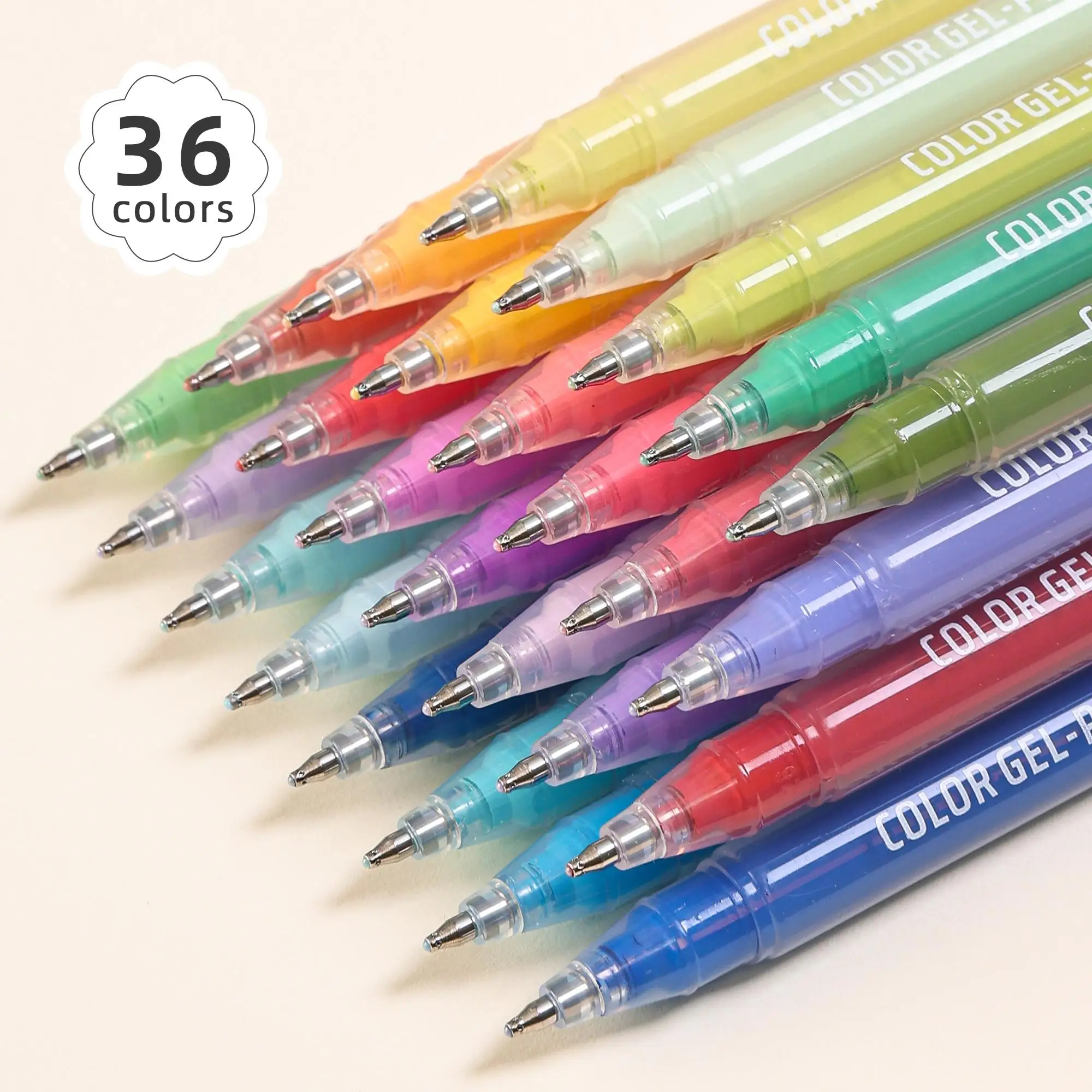 Languo 54-Color 3D Effect Acrylic Marker Set Cute Stationery Jelly Drawing Pens 1.0mm Handwriting Gel Pens