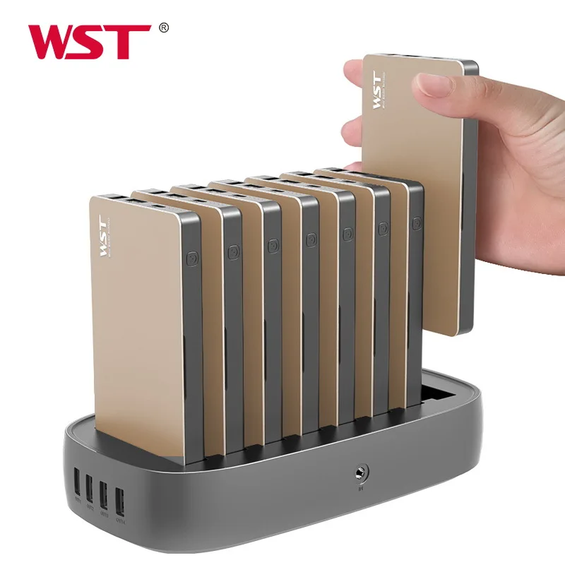 WST Metal Case 8000mah*8 Power Banks USB Restaurant Sharing Free Shared Mobile Power Bank Docking Charging Station with Cable