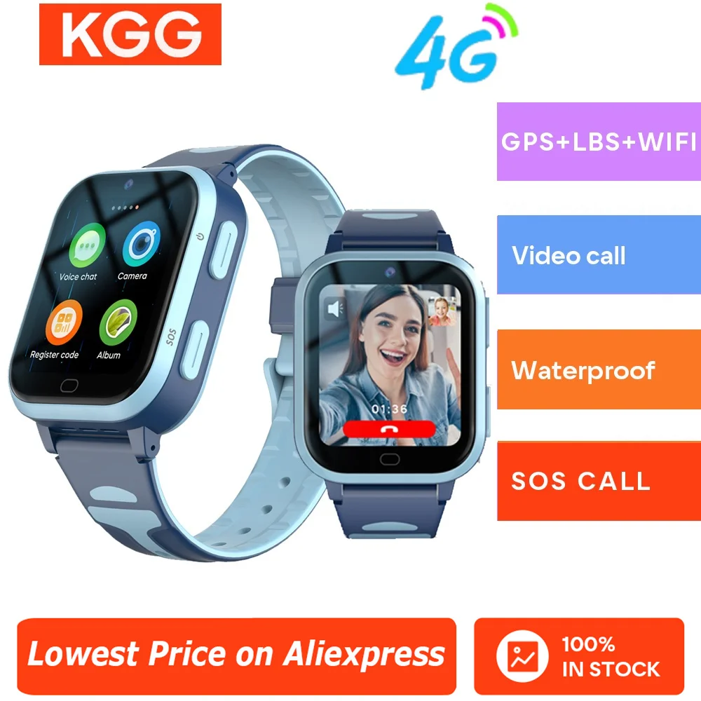 4G Kids Smart Watch 8GB ROM GPS WiFi Position Video Call Phone Android Watch Call Back Monitor مع ملصق الأطفال Smartwatch