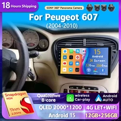 android 15 wifi+4G Carplay Car Radio For Peugeot 607 2004 - 2010 Navigation GPS Multimedia Video Player Stereo auto BT DVD 2 DIN