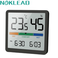 NOKLEAD LCD Electronic Digital Temperature Humidity Meter Indoor Outdoor Thermometer Hygrometer Weather Station Clock Dropship