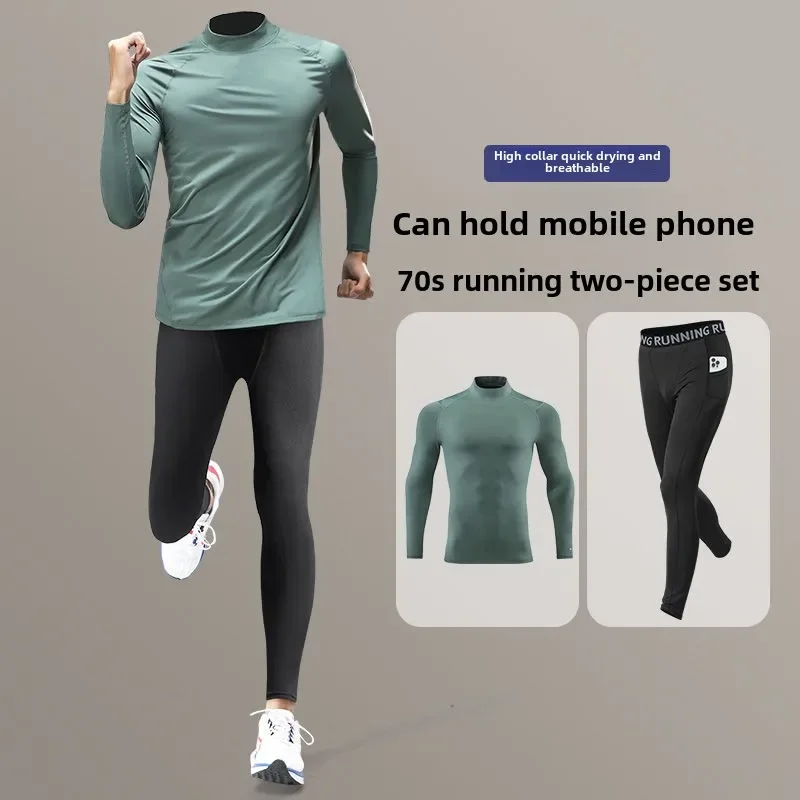 Men's High-Neck Base Suit Quick-Drying Compression Autumn Winter Layer High-Elasticity Running Fitness Training Men's Clothing