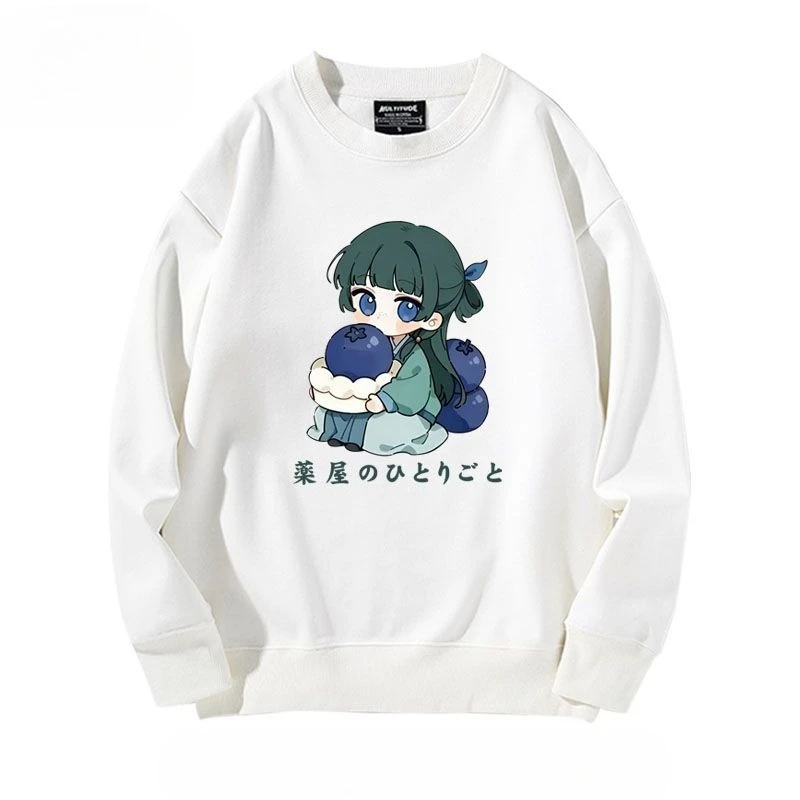 Sweat-shirt à capuche pour hommes et femmes, ample, col rond, Chic, unisexe, tendance, blanc, chaud et confortable, Anime Maomao
