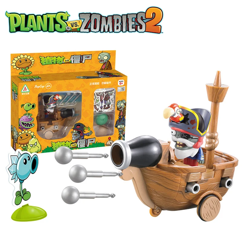 Plantas Vs Zombies 2 barco pirata Zombies juguete conjunto tirar hacia atrás coche figuras de acción juego de batalla modelo personaje del juego chico juguete para regalo