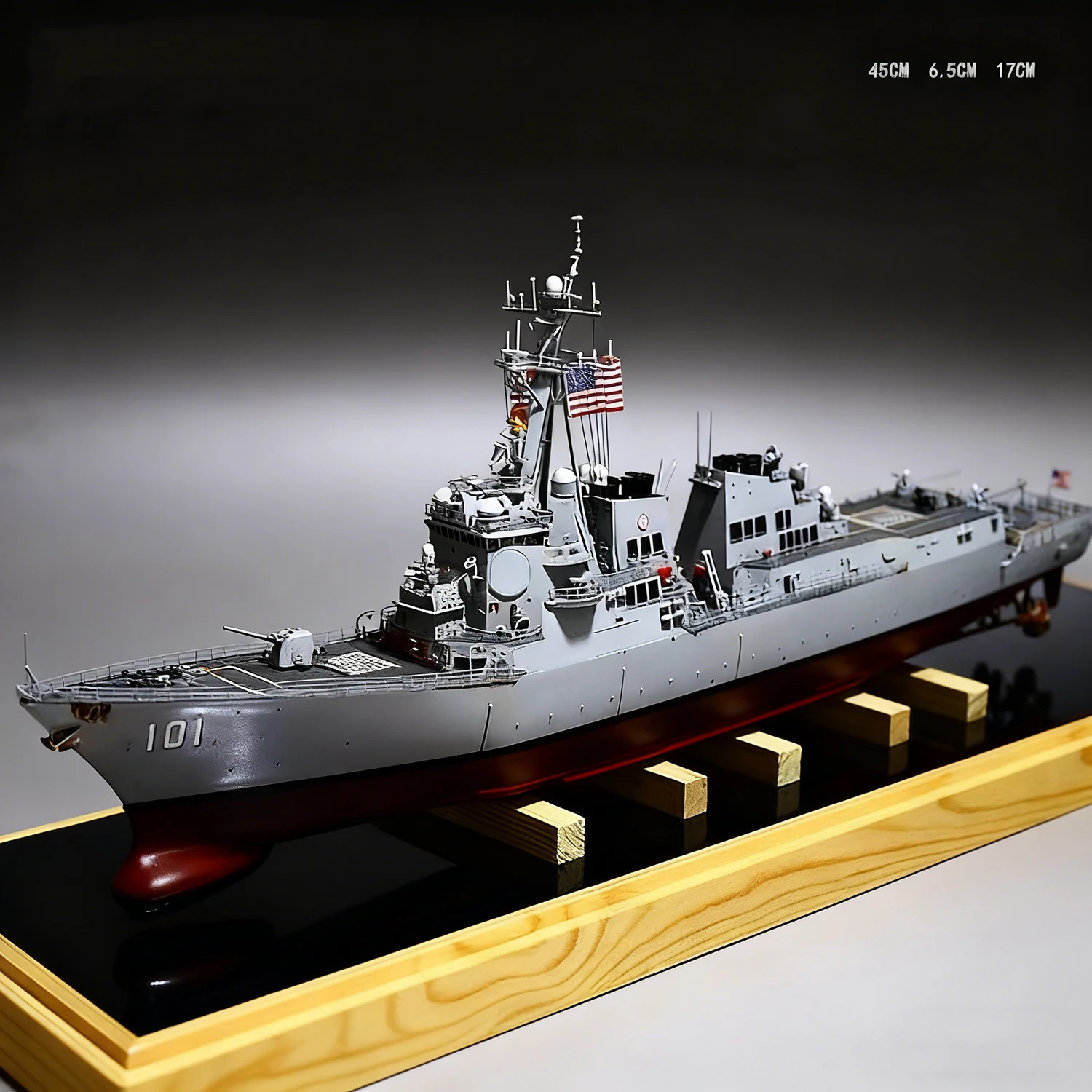 1/350 Arleigh Burke-class USS Gridley Warship Model 45cm with Lights Ships Static Model Ship Toy Ornamental Warship Model