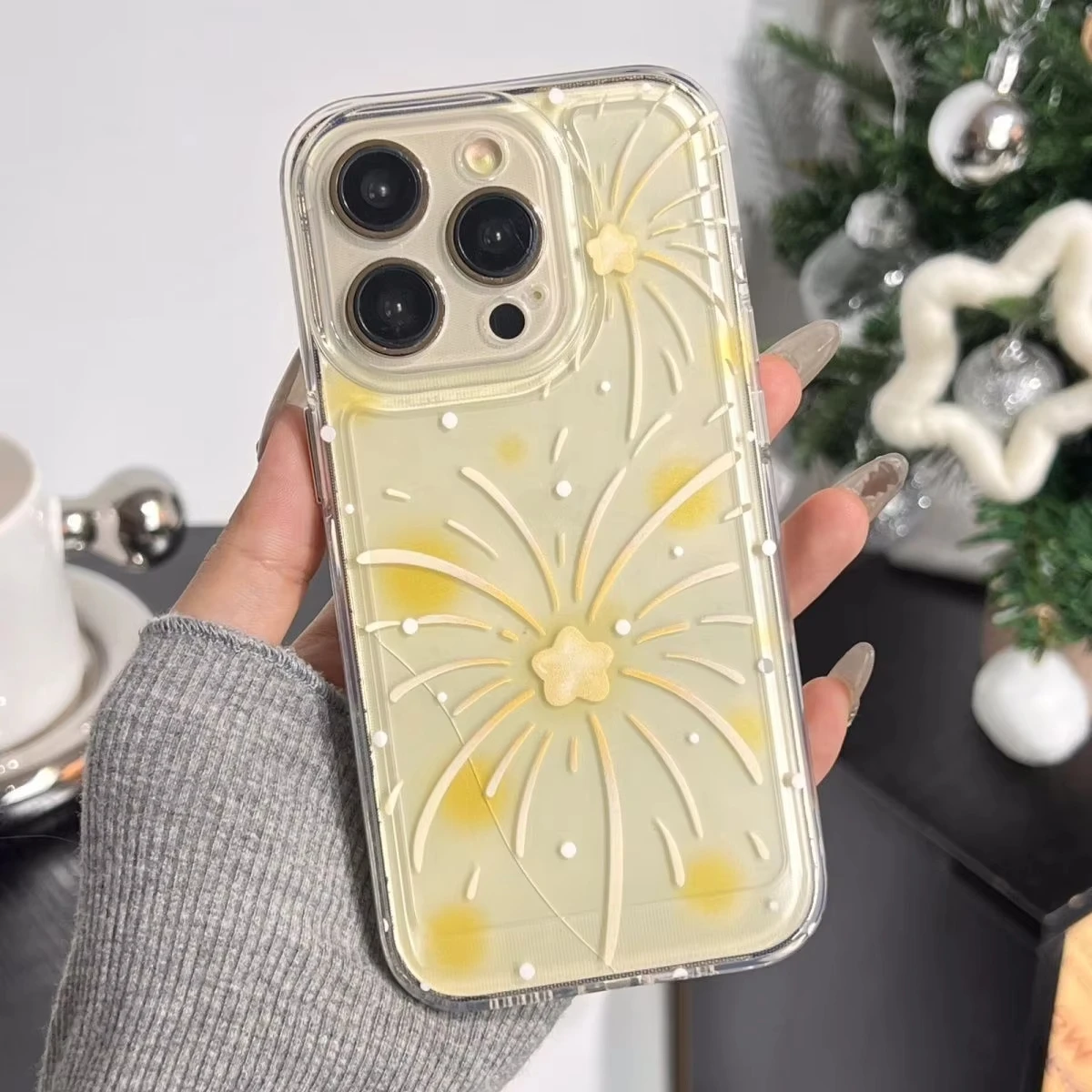 

Yellow Fireworks Phone Case For iPhone 16 15 14 13 12 11 Pro XS MAX 7 XR 8 7 Plus Clear Cover Fundas