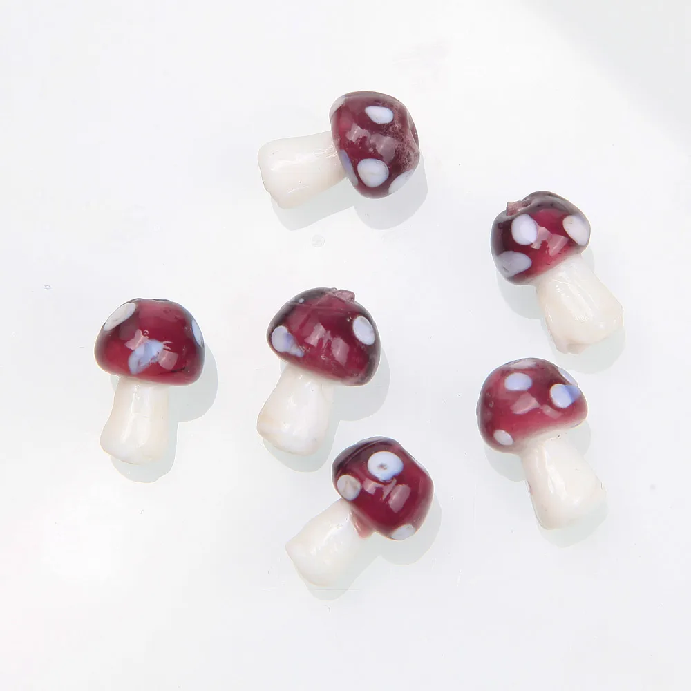 10pcs Glass Mushroom Beads Charms For Jewelry Making Bracelet Necklace Pendants DIY Earring Crafts Supplies Handmade Beaded