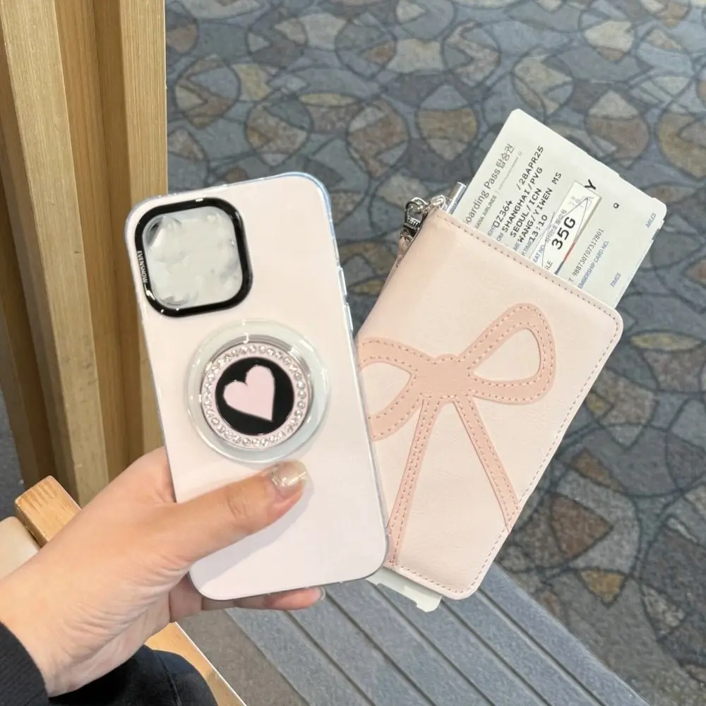 

Portable Card Holder PU Bow Passport Bag Purse Passport Cover Travel Wallet Cute Card Case Passport Clip Men