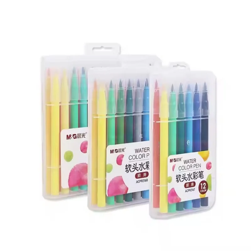 M&G Super Hot Sale Soft Brush Washable Water Color Pen 12 18 24 36 48Colors Set Kids School Students Children Gifts Art Supplies