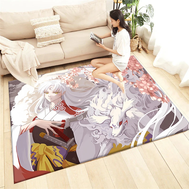 Inuyasha Cartoon HD Large Area Printed Carpet,Living Room Decor,Sofa,Table,Rug,Picnic,Camping,Outdoors,Bedroom,Home,Toilet Mat.,