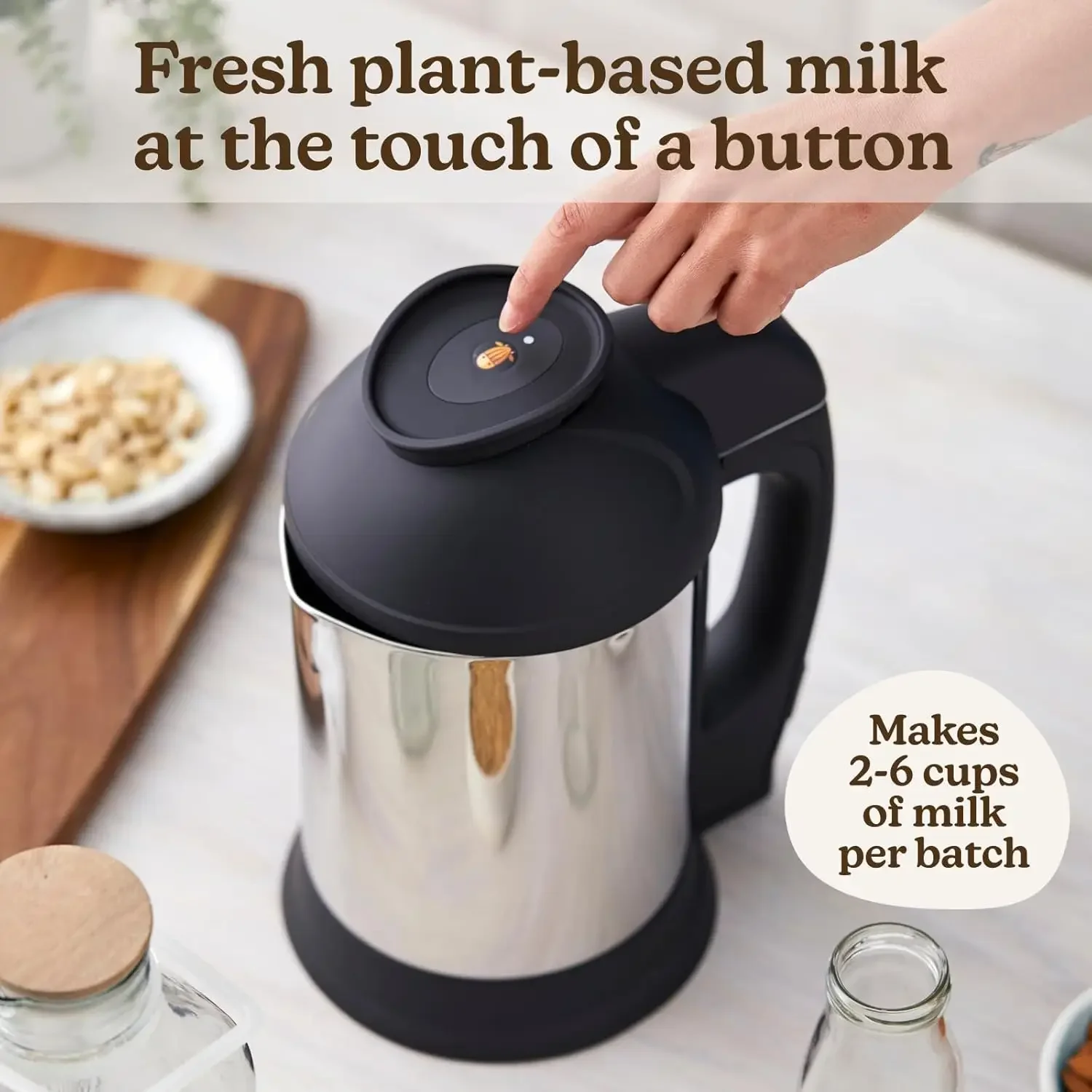 Cow Nut Milk Maker Machine, Plant Based Maker for Homemade Almond, Oat, Cashew Nut Milks & More, Stainless Steel Food Mac