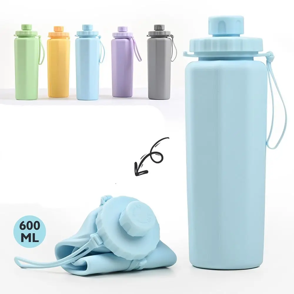 600ml Silicone Folding Water Bottle Soft Travel Cup Silicone Collapsible Water Cup Reuseable Wear-resistant Foldable Bottle