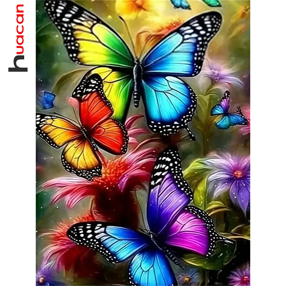 Huacan Diamant Malerei Schmetterling Handwerk Kit Strass Bilder volle runde quadratische Diamant Mosaik Blume Kunst Wohnkultur