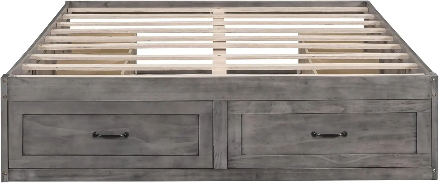 Queen Size Platform Bed Frame With 6 Storage Drawers, Modern Sleek Design Mdf Beds With Spacious Storage, Easy Assembly, No Box