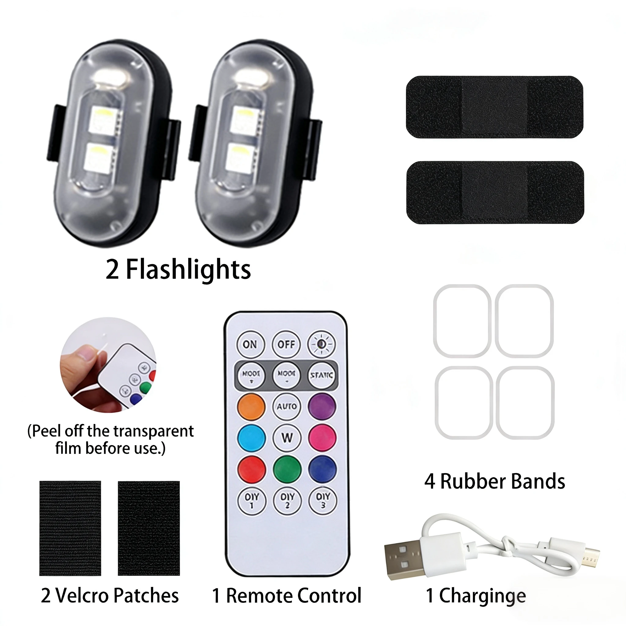Oplaadbare RGB LED Stroboscooplamp met Lange Levensduur, Draadloze Waarschuwings Positielamp voor Accessoires van Vliegtuig, Helikopter, Motor en Auto Snelladen Meerkleurige ModusEnergiebesparing