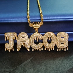 Grandbling Crowned Drip Letter Customized Name Necklace Personalized Word Pendant Ins Hot Sell Hip Hop Jewelry