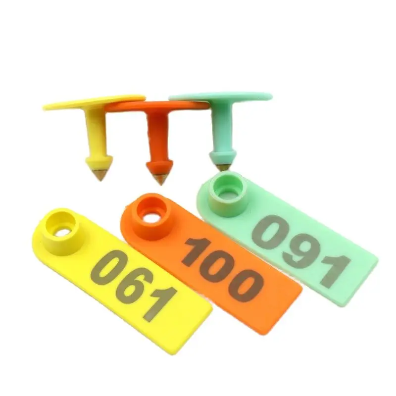 

100 Set Sheep Ear Tag Signs With The Word Ear Laser Typing Copper Head Earrings Farm Animal Quality Plastic Identification Card