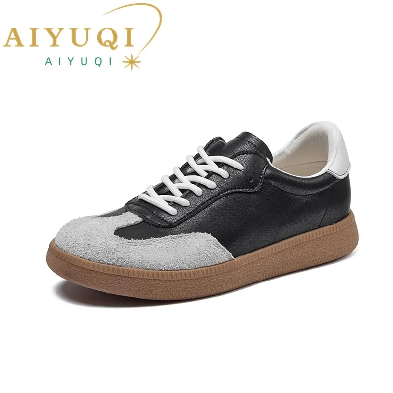 AIYUQI Women\'s Sneakers Genuine Leather 2024 Spring New Women Moral Training Shoes Flat Casual Running Shoes Ladies