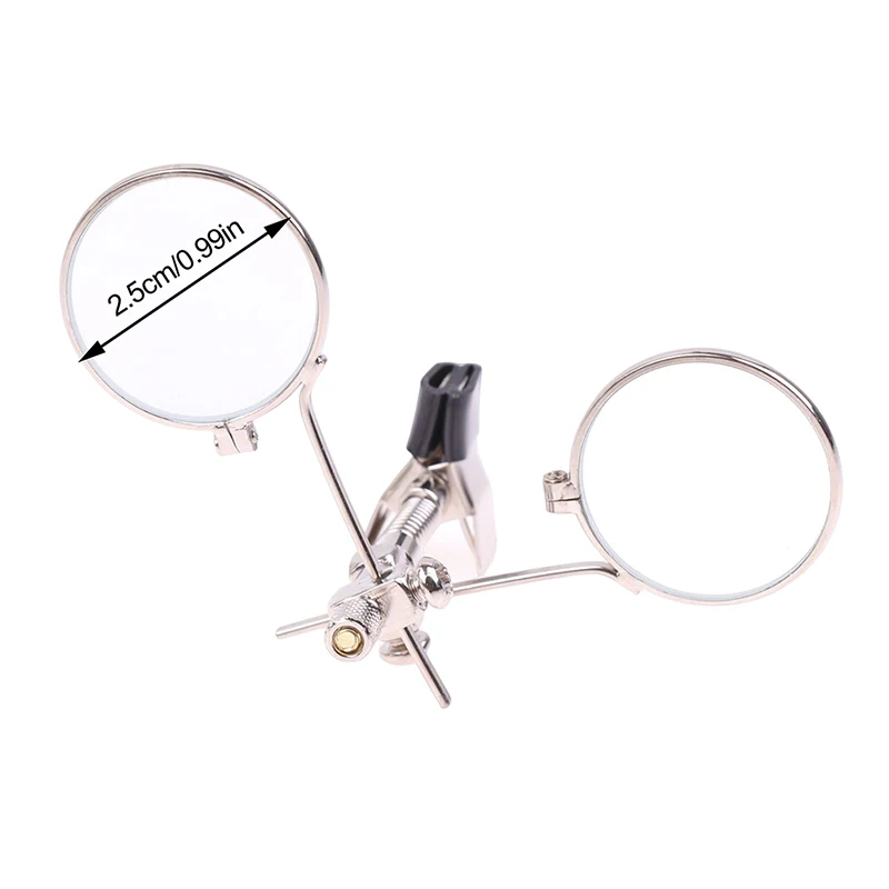 5X Double Lenses Magnifying Glass Portable Stainless Steel Clip Diameter 25mm MINI Monocular Magnifier