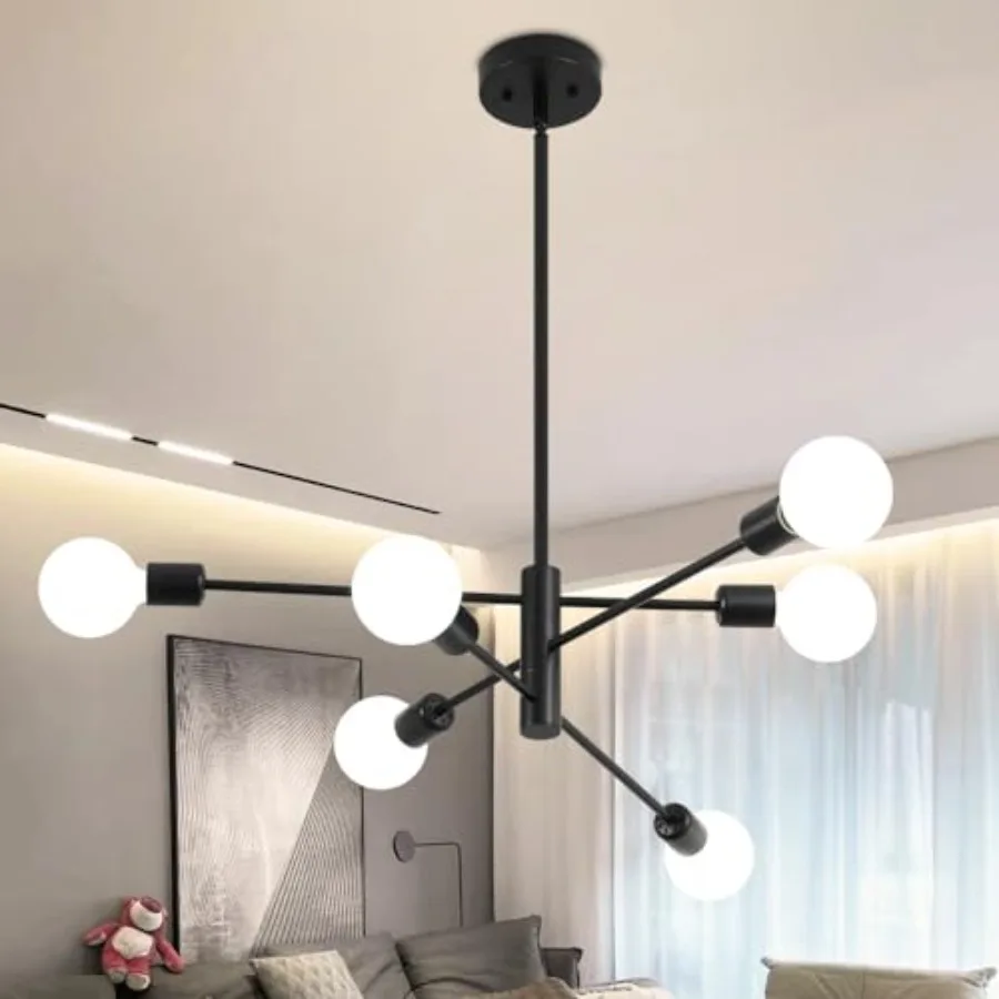 

Sputnik Chandelier, Modern Industrial Chandeliers 6-Light, Mid Century Ceiling Lighting Fixture for Living Room, Kitchen, Bedro