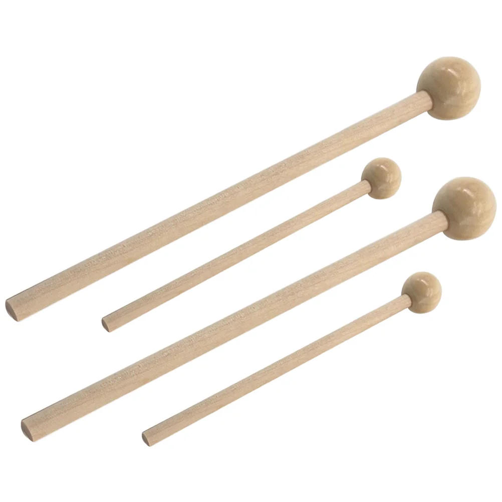 

2 Pairs 10.7CM 15.5CM Drumsticks Wood H Beginner Adult Percussion Round Head Wooden Mallets Steel Tongue Accessories
