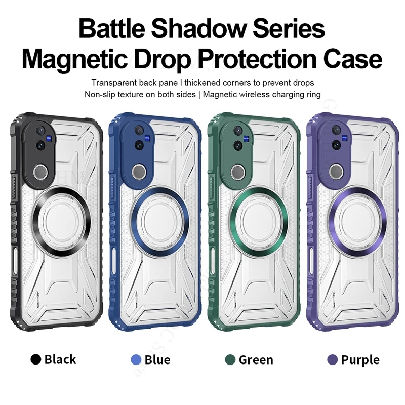 

Heavy Duty Protection Magnetic Case For vivo V60 V50 5G Military Hybrid Armor Shockproof Cover For VIVO V50 Lite V40 Pro 5G Capa